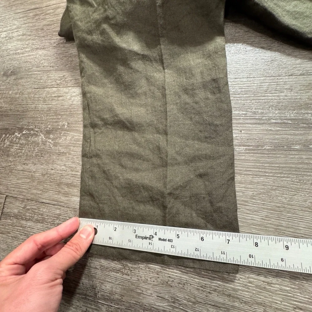 Charles Tyrwhitt Pants Men 34 Green Linen Slim Fit Summer Casual Preppy 34x27